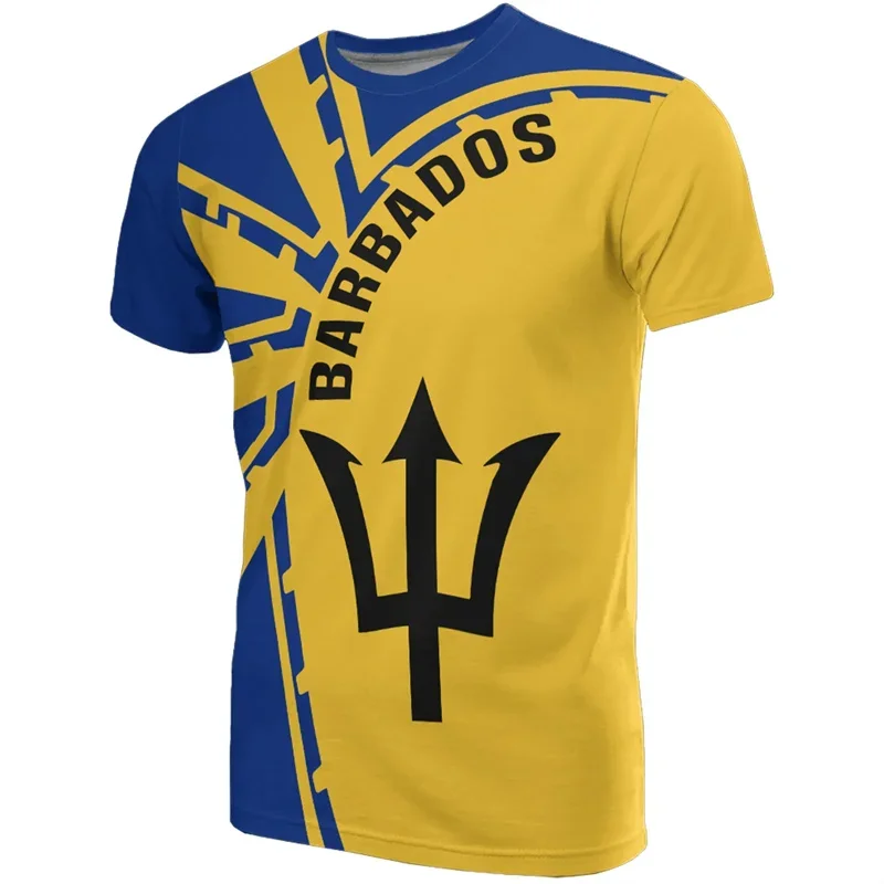 Barbados Flag 3D printed T-shirt, men's summer leisure sports fitness running lightweight breathable quick-drying top, kids