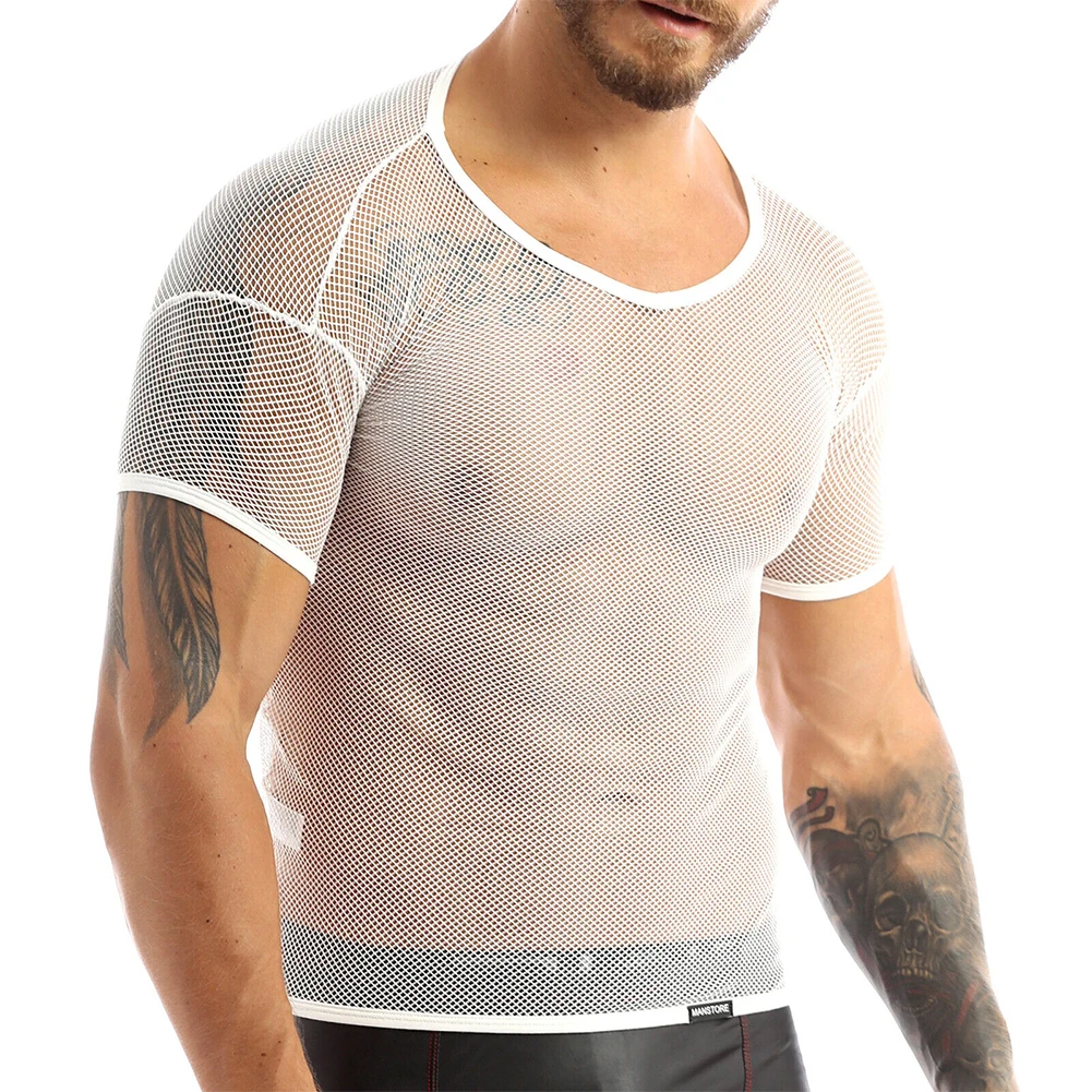 

New Stylish Fashion Comfy Mens Tops Breathable Clubwear Comfortable Beach Crop Top Fishnet Gym Fitness Holiday