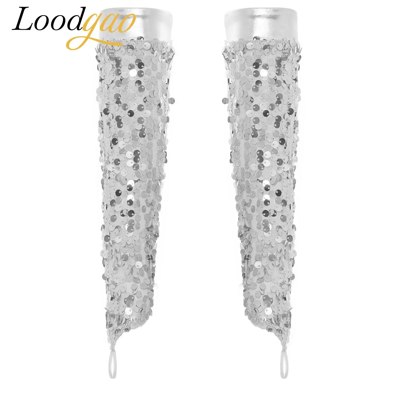 Girls Party Gloves 1Pair Kids Sparkling Sequins Gloves Jazz Dance Fingerless Mittens Performance Dancewear Costume Accessories