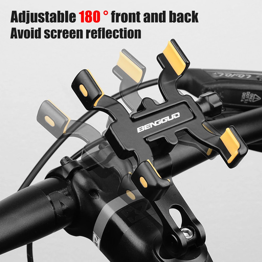 

Держатель для телефона на велосипеде Держатель для телефона из алюминиевого сплава на 360° ° Поворотный кронштейн для подставки для велосипеда MTB для телефонов диаметром 60-95 мм