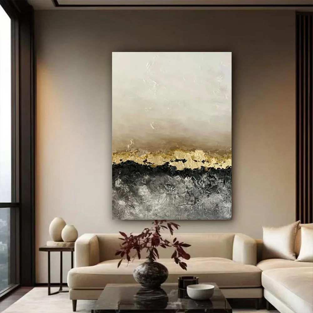 

Abstract Metallic Textured Building Oil Painting Decor Wall Art Pictures Handmade Modern Canvas Paintings Decor Living Room Home