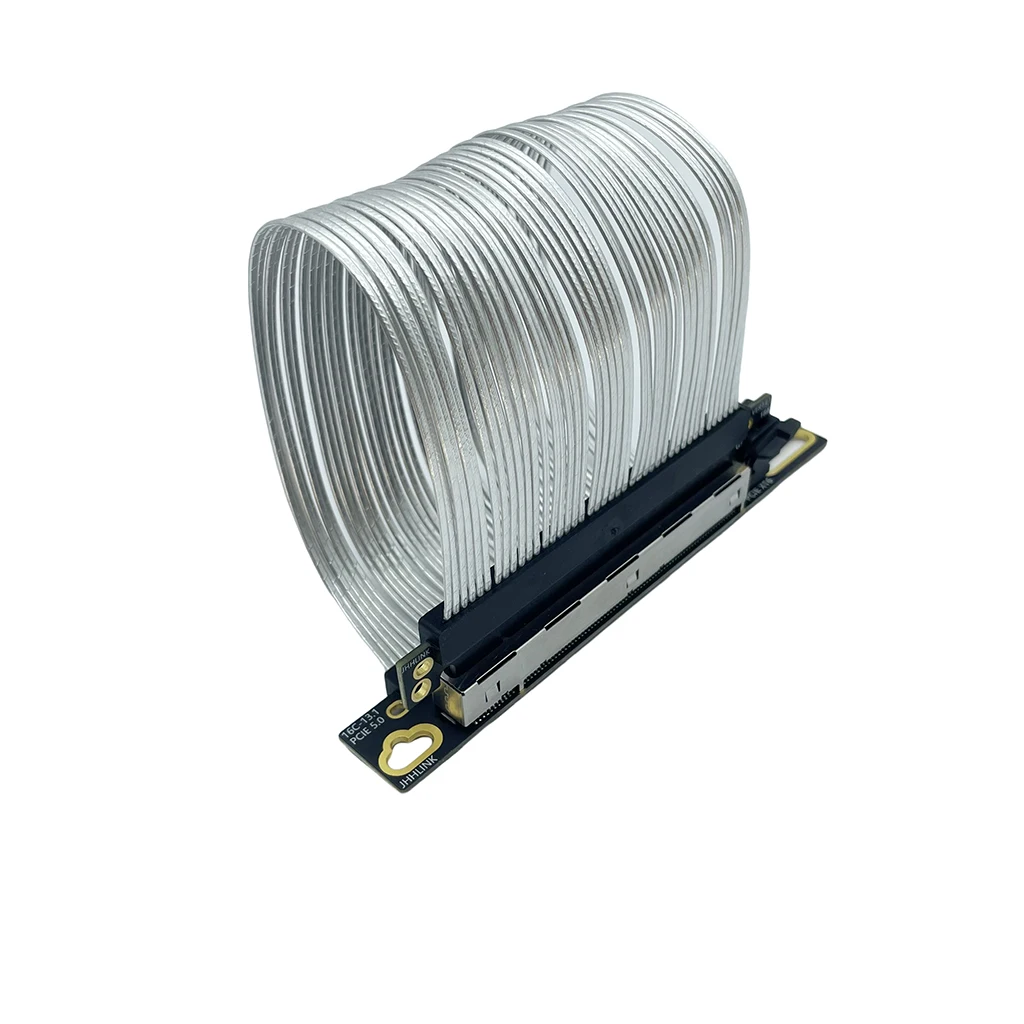 PCIe5.0 X16 Riser Cable 90° Right Angle GPU Graphics Card Extension PCI-Express Gen5 64GB\S Silver-plated Cable Wire