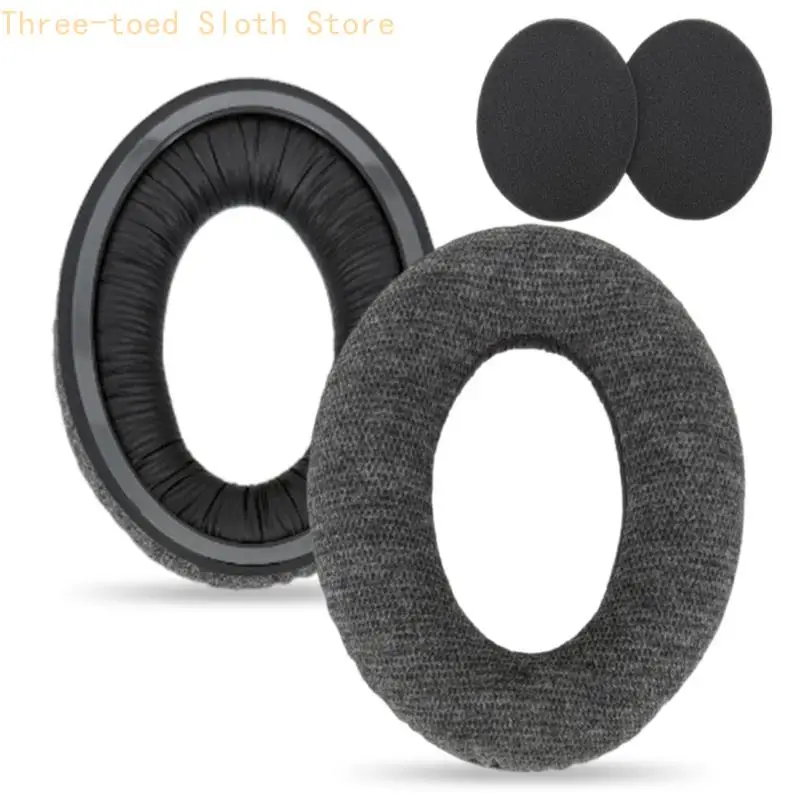Daily Wear Kopfhörerkissen-Paar für HD598 HD599 HD515 HD558 HD595 PC360, graue Stoffbezüge für Büro, Studium, Reisen und E74A – Detail 8