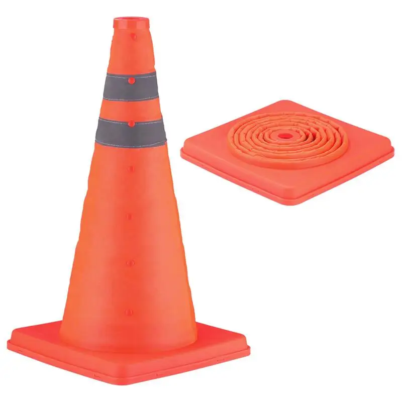 

4Pcs 18'' Collapsible Traffic Cones Multi Purpose Orange Cones Traffic Safety Cones For Road Safety Parking And Driver Training