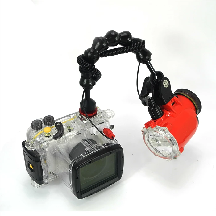

Diving flashlight underwater photography hot shoe holder camera waterproof case flash 360 ° rotating lamp arm