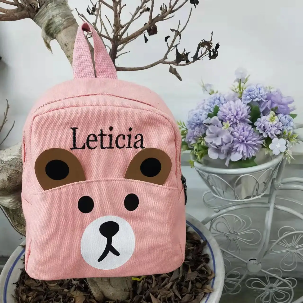 Mochila personalizada para niños, bolso de guardería escolar con nombre personalizado, mochila bordada para niños pequeños, mochila de peluche