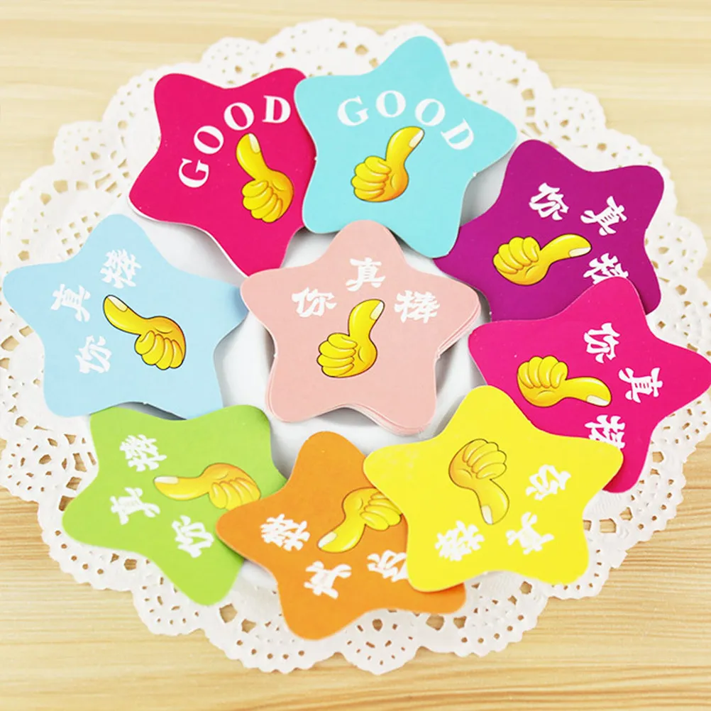 100Pcs Praise Cards Accumulating Pentagram Shaped Paper Cards Education Assistant Classroom Boost Scorecard Good Random