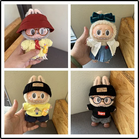 For Labubu First and Second Generation Baby Clothes Limited Edition Labubu Fashion Sweater Overalls Hat Shoes Set Toy Gift