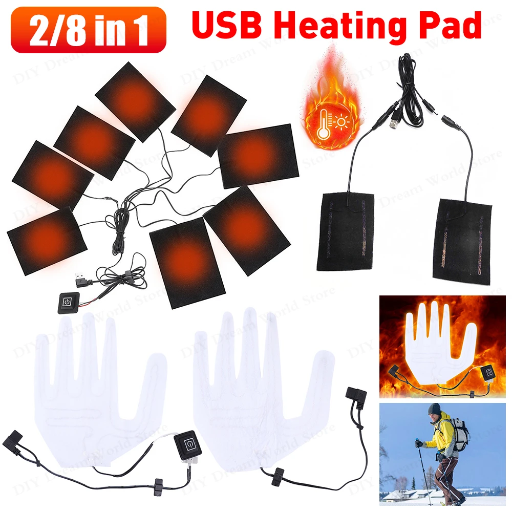 5V 3 Levels Electric Cloth Heater USB Heating Pads Outdoor Thermal Winter Heating Vest Pads Vest Heater for DIY Heated Clothing