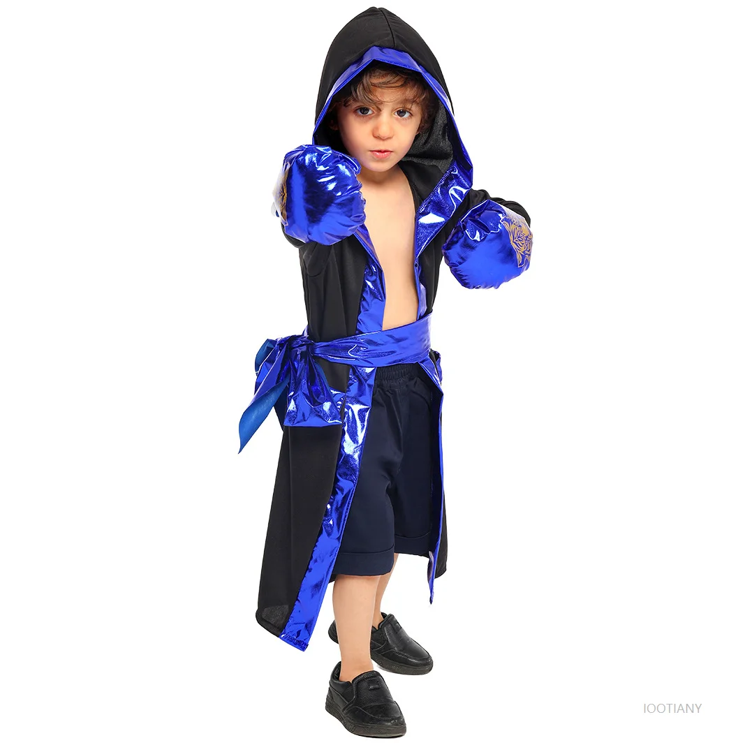 

2026 Red Boxing Suit Halloween Costume Enfant Role Play Chicos Black Blue Boxer Warrior Boxing Champion Training Jacket