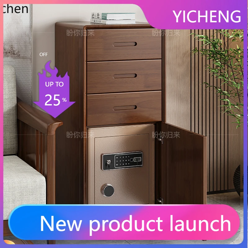 

A3-16 solid wood bedside table, safe, integrated with fingerprint password lock, household multi-functional locker