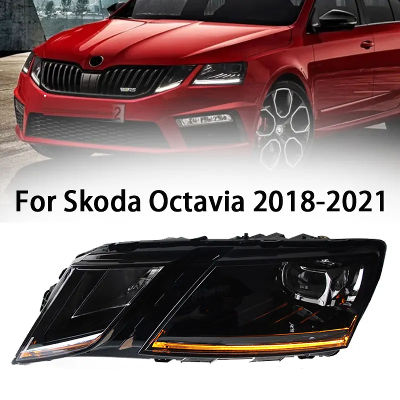 

Head Lamp for Skoda Octavia LED Headlight 2018-2021Headlights Octavia DRL Turn Signal High Beam Angel Eye Projector Lens