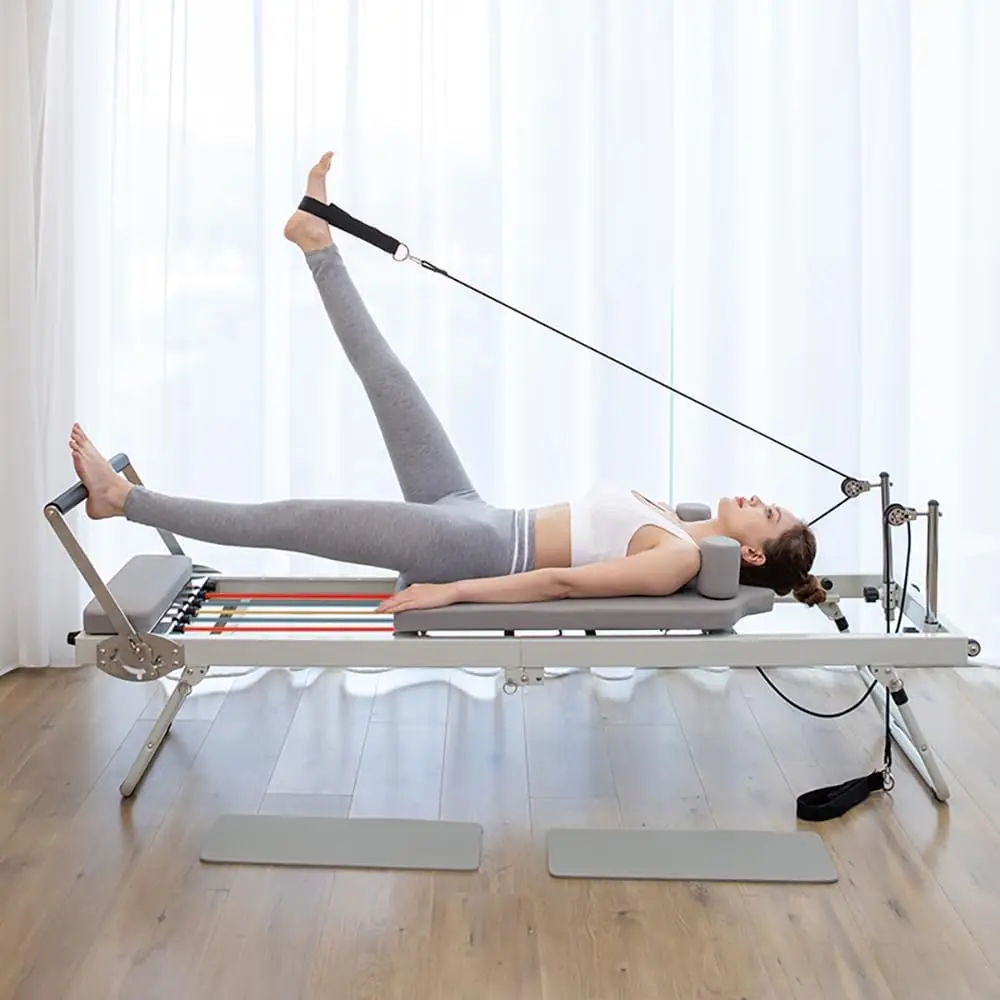 Commercial Custom Leather Color Logo Aluminum Folding Foldable Pilates Equipment Reformers Machine Core Bed for Home Studio Use