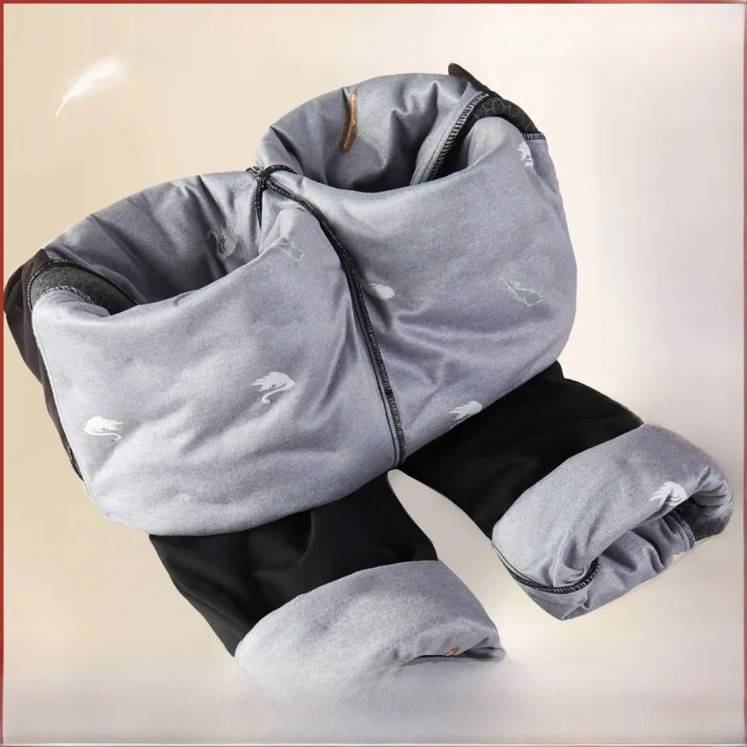 

Warmth Men's down Trousers Elastic Waist Outdoor Wearable Long Pants Autumn 2024 Youth Casual Sle Color Blo Pattern