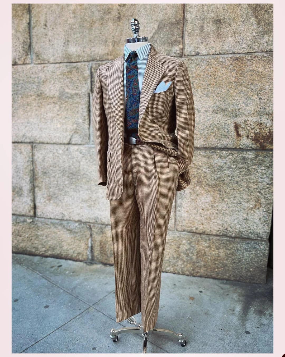 Trajes de boda de pata de gallo para hombre, ropa de novio con solapa de muesca, esmoquin ajustado, pantalones de abrigo de 2 piezas para fiesta de negocios, hechos a medida