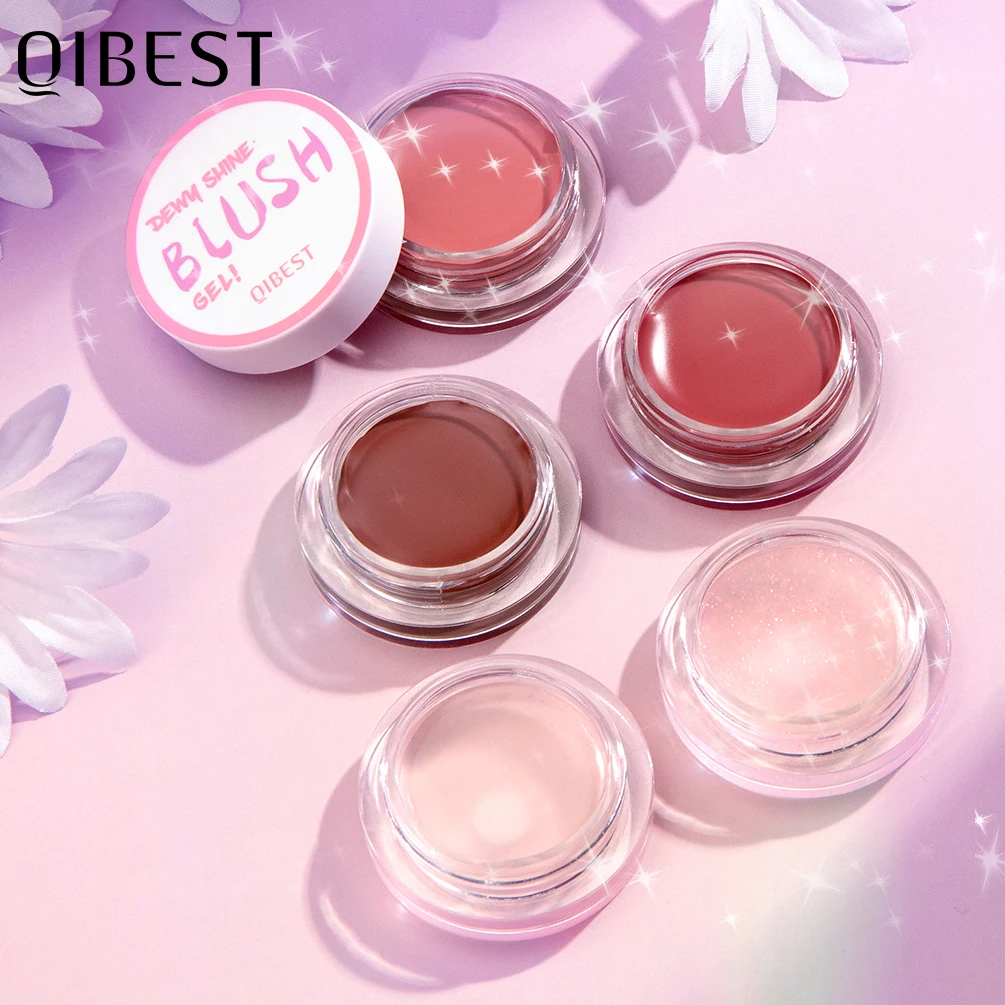 

QIBEST Face Blush Palette Natural Cream Blusher Pigment Long Lasting Cheek Tint Cream Contouring For Face Color Changing Blush