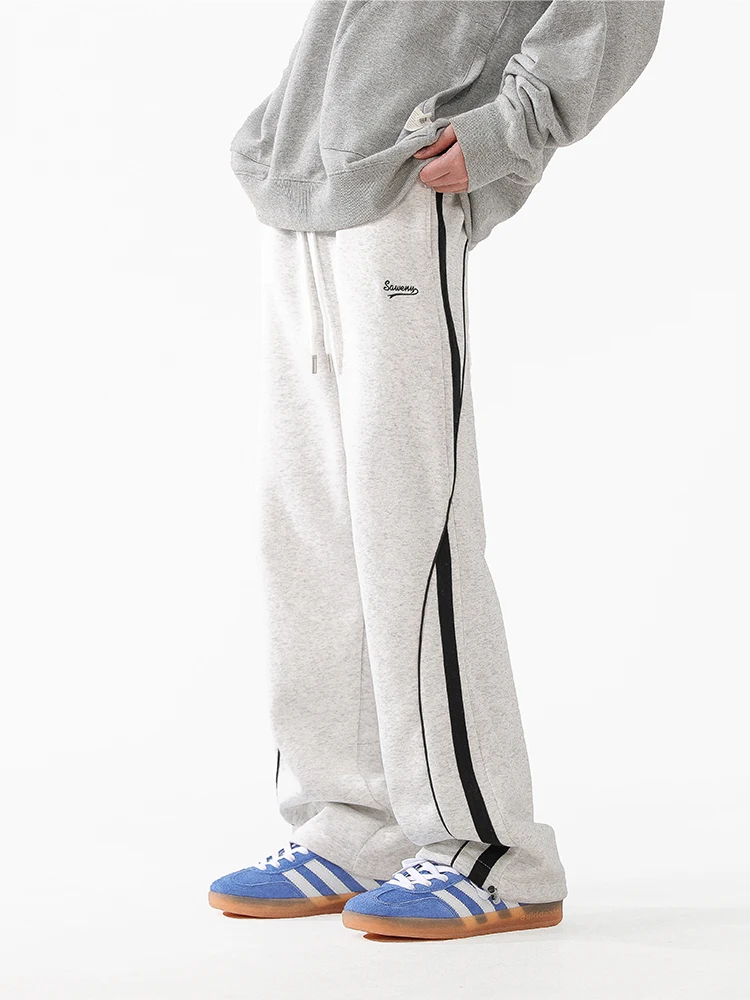 

Спортивные брюки в американскую полоску, мужские осенне-зимние свободные прямые повседневные модные тяжелые длинные брюки для отдыха