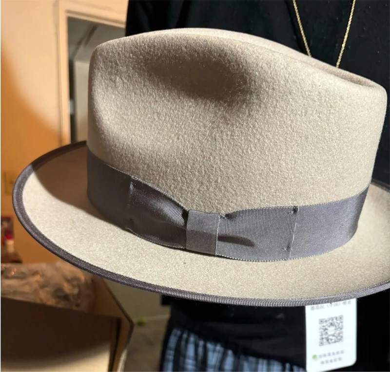 100 % Wolle Herren Filzhut Retro-Stil Weiß Braun Kaffee Schwarz Farbe Panamahut Damen Elegantes Kirchenkleid Formelle Kappe – Detail 5
