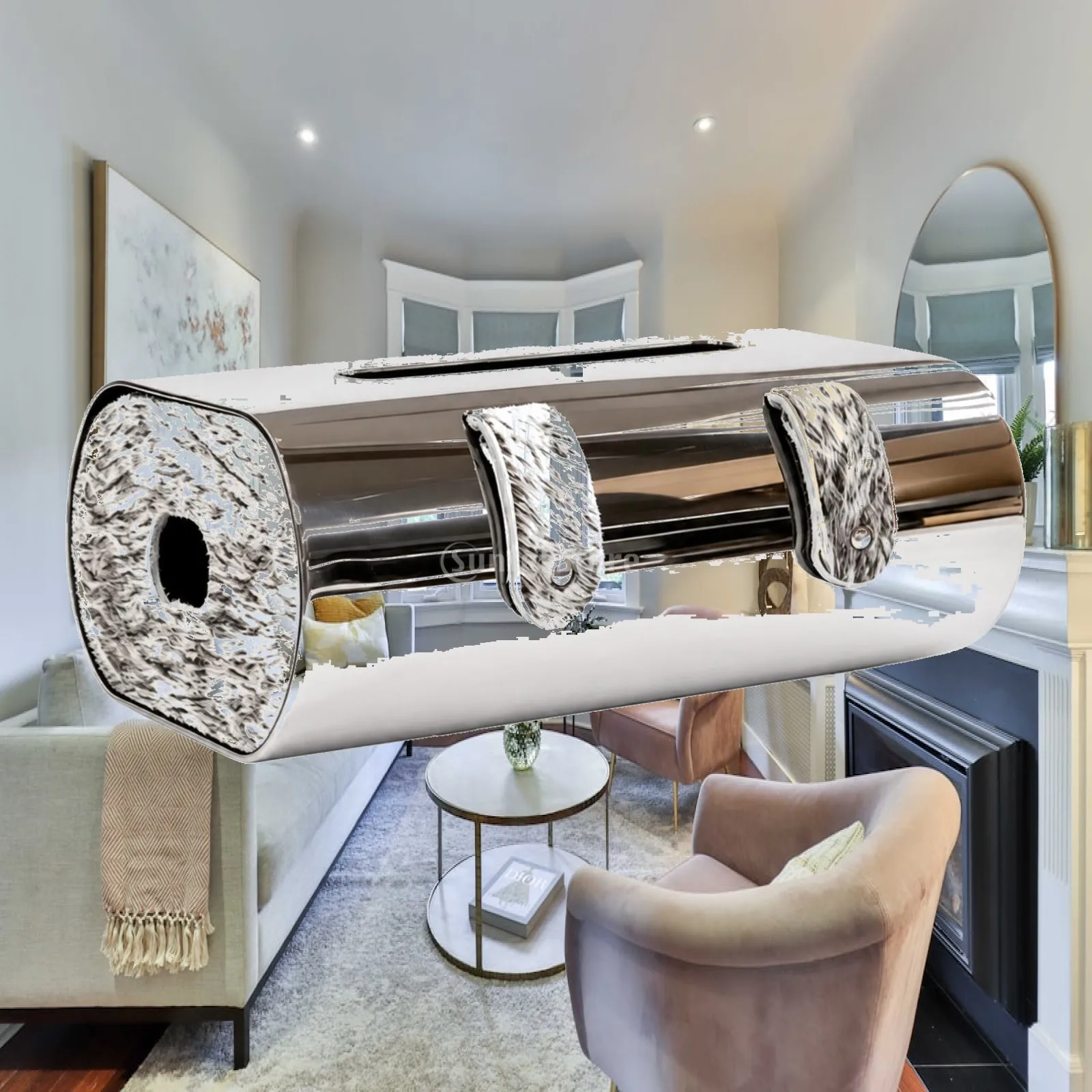 Practical Metal Tissue Organizer with Elongated Contour for Dining Table and Workspace Desktop Display