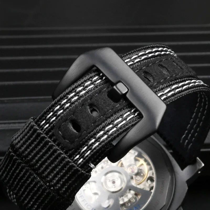 24 مللي متر 26 مللي متر حزام ساعة قماش نايلون لبانيراي 00984 985 لومينور اكسسوارات سوار أسود أزرق