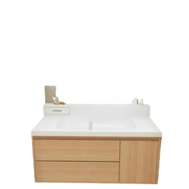 

Japanese-style log wind wall faucet integrated basin bathroom cabinet combined toilet washbasin washstand