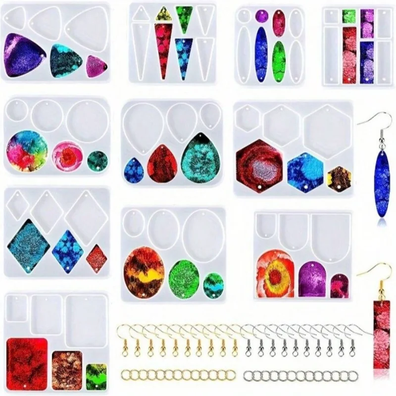 

201 Silicone Resin Jewelry Molds Kit DIY Casting Pendant Earring Necklace Keychain 190 Accessories Alloy Silicone Crafting Set