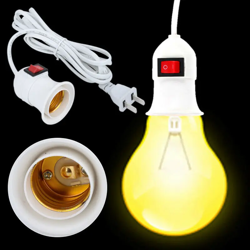 E27 2.3M Cable Cord Plug In Pendant Lamp Light Bulb Holder With Switch US Plug