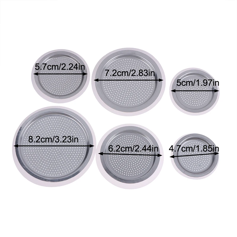 4Pcs/Set Aluminum Filter Moka Pot Coffee Bottle Replacement Compatible With 1/2/3/6/9/12 Coffee Cup 3 Silicone Gaskets +