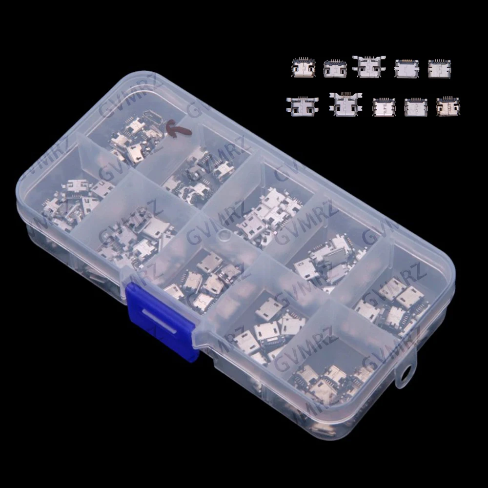 10Values 100pcs MK5P micro-USB female connector recessed, fully surface-mounted front-mounted, rear-mounted MK5P