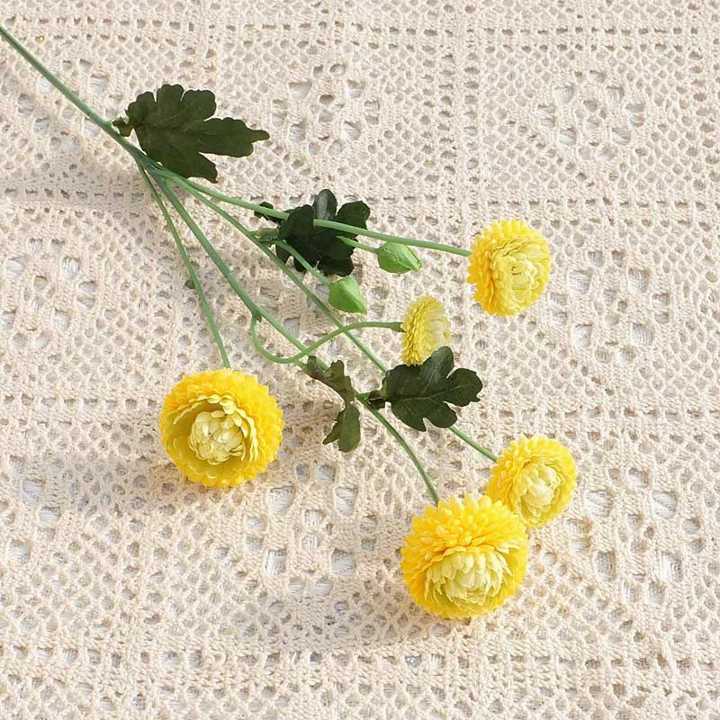 58CM Beautiful Spring Chrysanthemum Daisy flower branch with leaf high quality artificial flowers home decor