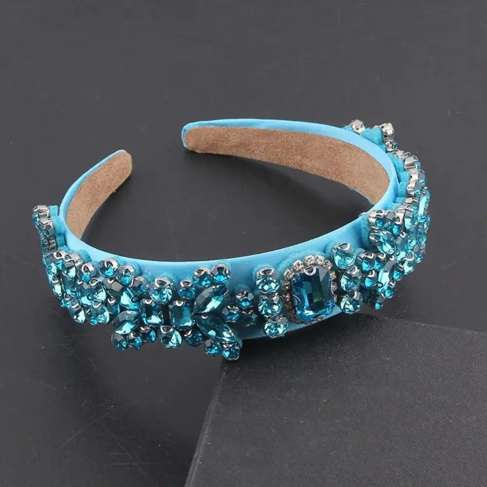 Elegant Colorful Rhinestone Headband Jewelry Korean Style Baroque Hair Hoop Hair Accessories Wide Edge Bride Tiaras Wedding - Image 3