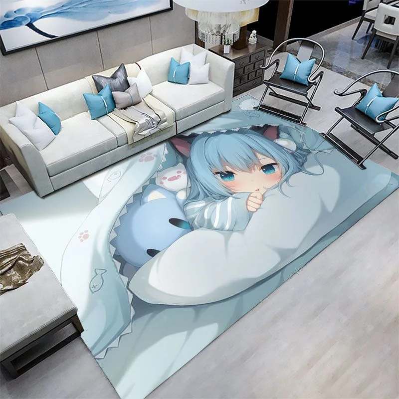 Two-dimensional Beauty Floor Mat Cartoon Anime Floor Mat Bedroom Decoration Covered with Diy Rectangular Non-slip Carpet Mat