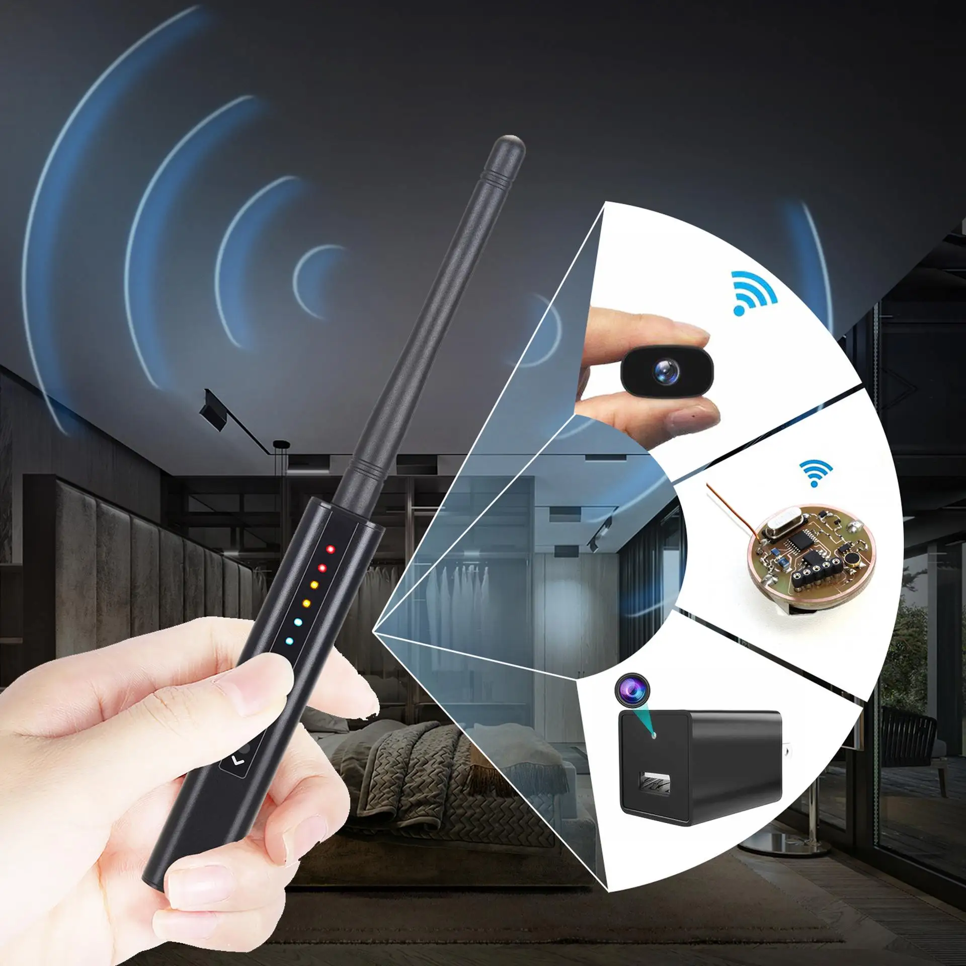 Anti-Spy-Detektor Multifunktions-Mini-Wireless-Wifi-Tester RF-Signalgerät-Scanner Infrarot-Erkennung für Motels Hotel Home Car