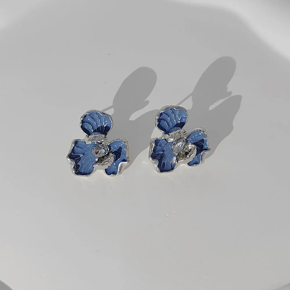 Delicate Alloy Charm Floral Earrings Electroplate Stereoscopic Earrings Iris Flower Earrings