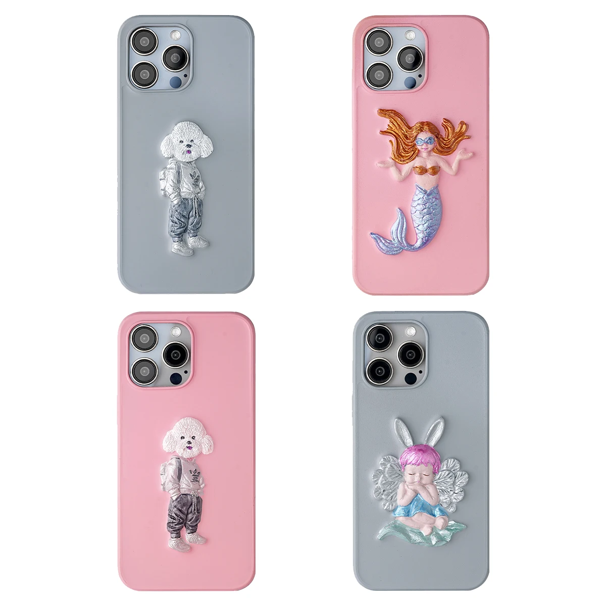 

3D Case for Iphone 15 15Pro 15Plus 15ProMax Cute Teddy Embossed Luxury Original Art Design Protective Shell for Girls Couple