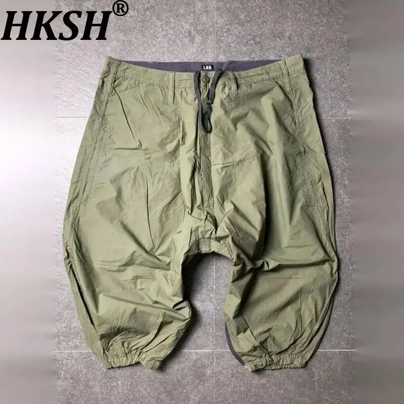 HKSH Spring Autumn New Men Tide Chic Ins Punk Visual Classic Low-Crotch Capris Pants Cuffed Casual Women Vibe Streetwear HK25428