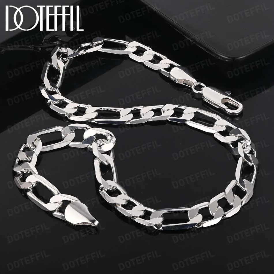 

DOTEFFIL 12MM Cuban Chain Solid 925 Sterling Silver Necklace for Men Classic 18-30 Inch Charm High Quality Fashion Jewelry