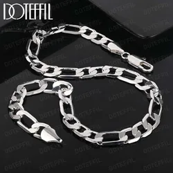 DOTEFFIL 12MM Cuban Chain Solid 925 Sterling Silver Necklace for Men Classic 18-30 Inch Charm High Quality Fashion Jewelry