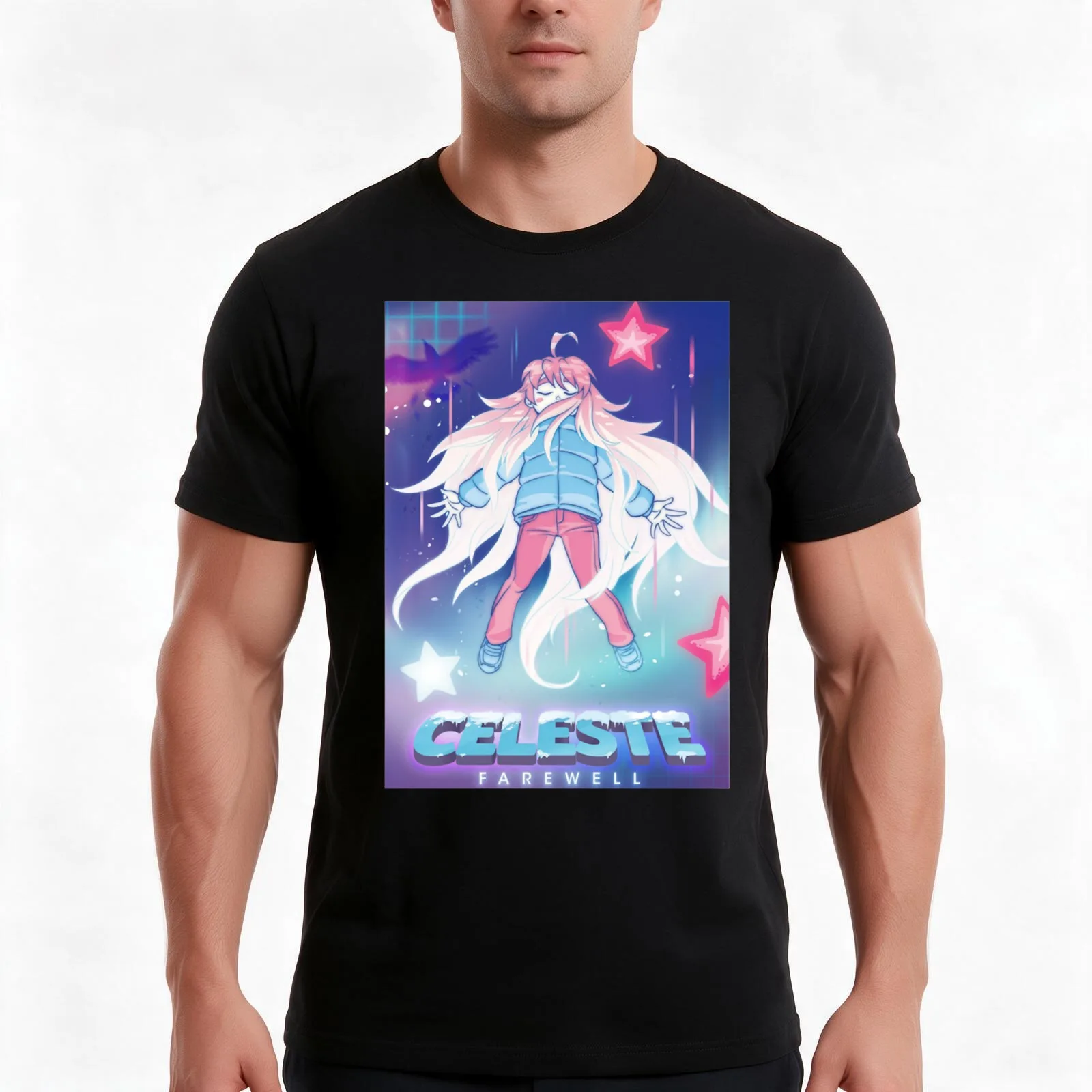 Farewell character game jam T-Shirt, Summer Casual Cotton Tee, Oversized Streetwear Tops, Vintage Graphic Print, 100% Cotton