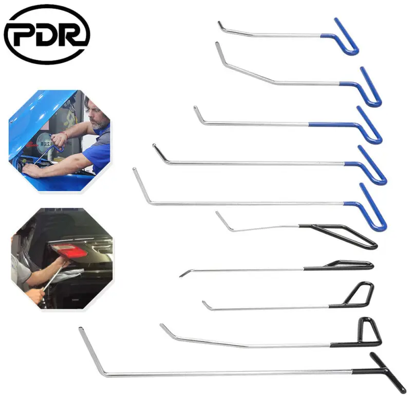 PDR Metal Hooks Rods Car Paintless Dent Repair Tools Professional Spring steel Crowbar Hail Remove Car Body Dent Repair