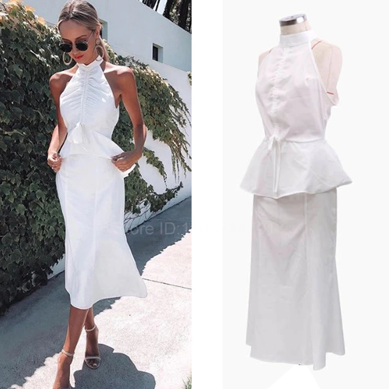 

Elegant White Backless Long Dress Women Fashion Slim O Neck Sleeveless Vestidos 2024 Summer Fashion Ladies Holiday Party Robes