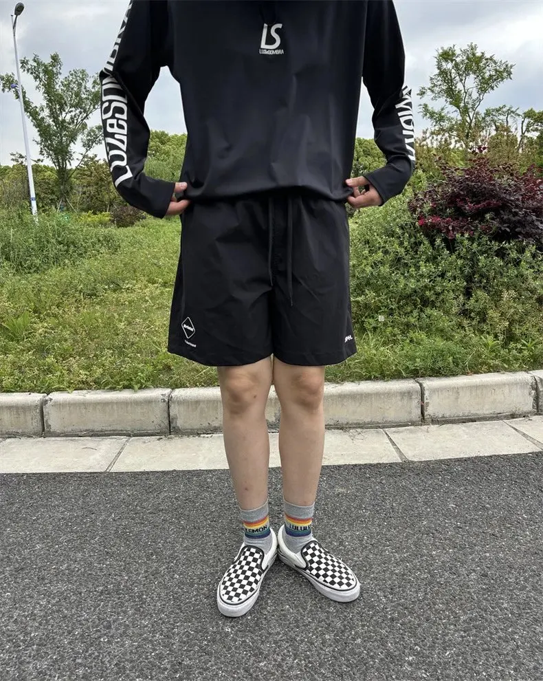 Ultra-Light Quick-Drying Waterproof Nylon Shorts Functional Summer Leisure Men's Mid-Waist Loose Fit Pure Color Polyester Fiber