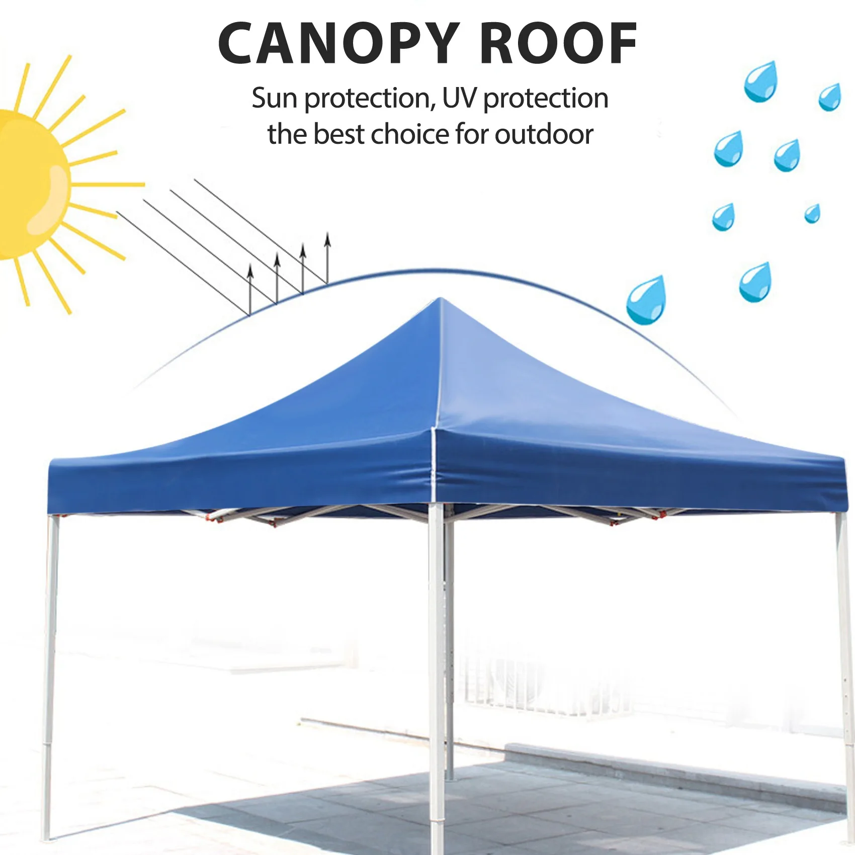 AD23-2X2M Canopy Top Cover Replacement Four-Corner Tent Cloth Foldable Rainproof Patio Pavilion Replacement