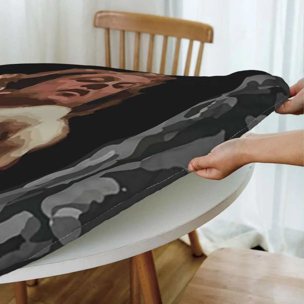Buffalo Bill Looking Down Well Waterproof Round Tablecloth Oilproof Table Cloth for Kitchen Events Dining Table Cover
