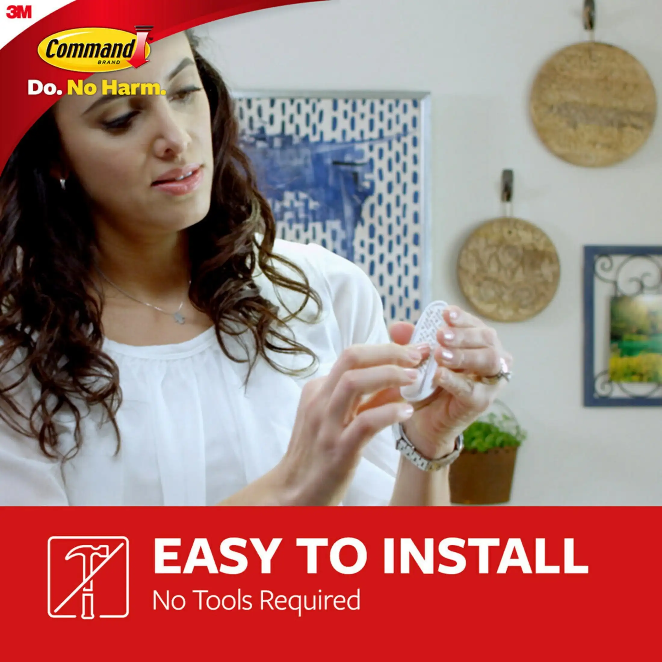 Large Designer Hooks, White, 4 Wall Hooks, Damage-Free Hanging