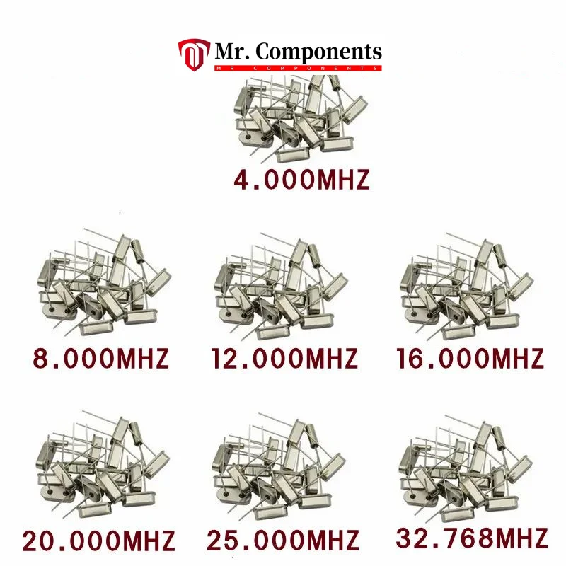 10PCS Crystal Oscillator Electronic Kit, HC-49Skind DIP Quartz Oscillator 11.0592M 32.768Mhz 4Mhz 8Mhz 12Mhz 16Mhz 20Mhz 25Mhz