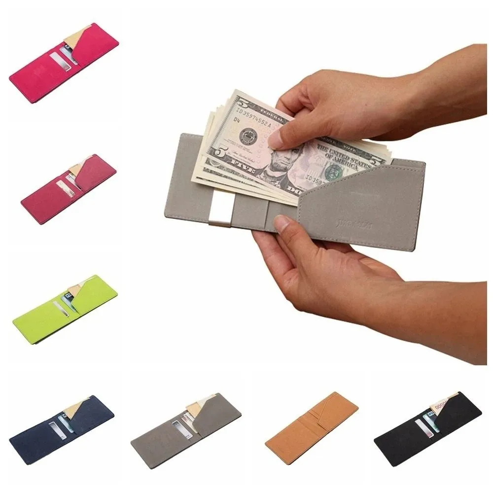 Multi-position Money Clip Wallet Korean Style Coin Purse Men's PU Leather Wallets Cash Holder Change Purse Card Holder