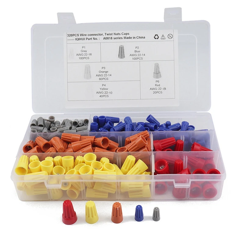 320Pcs Set Crimp Cap Screw Terminal/Wire Connector/Cap Terminal Closed Terminal As Shown ABS