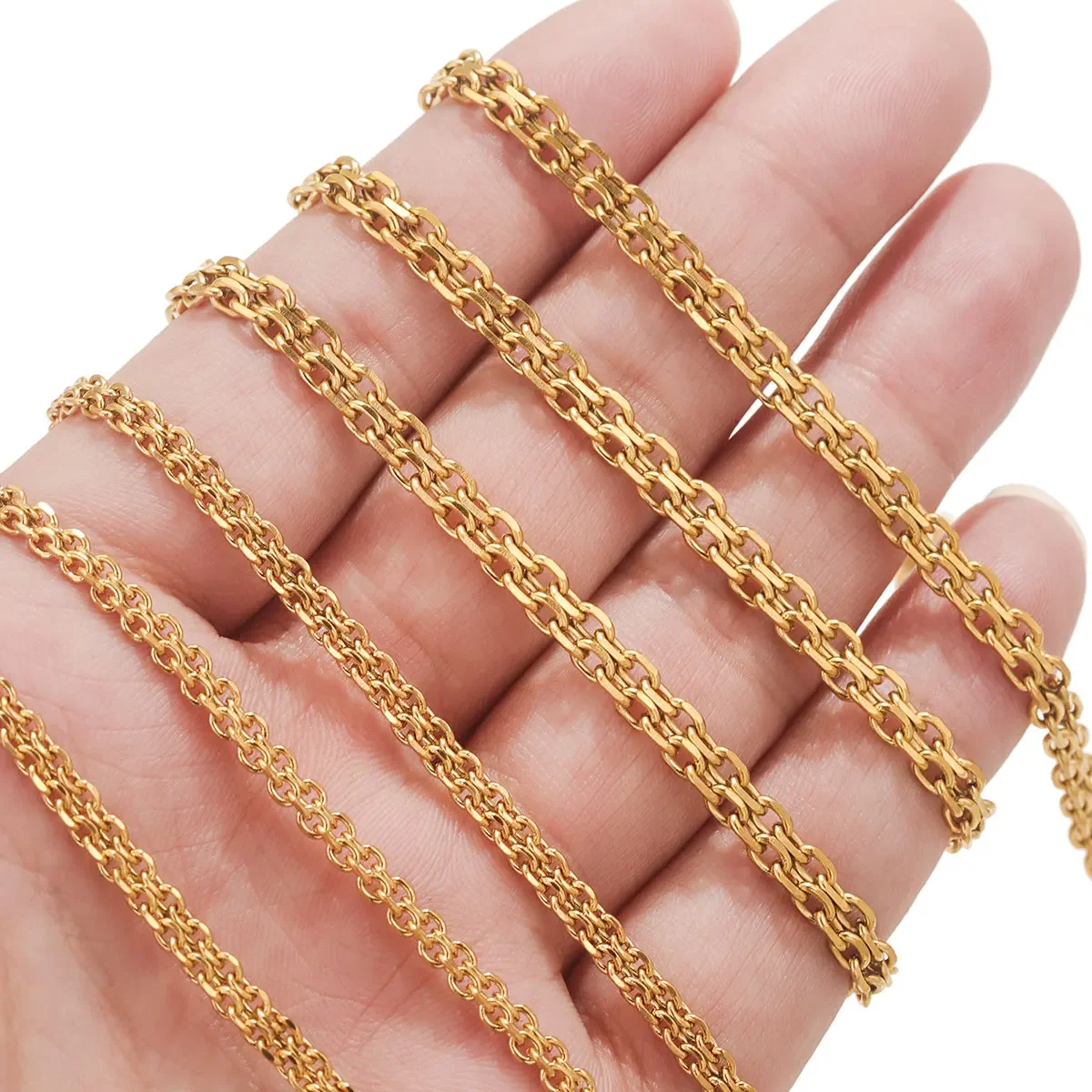 1 Meter Stainless Steel 2-in-1 Cuban Edge and Corner Waterproof Chain for Vintage Necklaces Jewelry Items and Bracelets