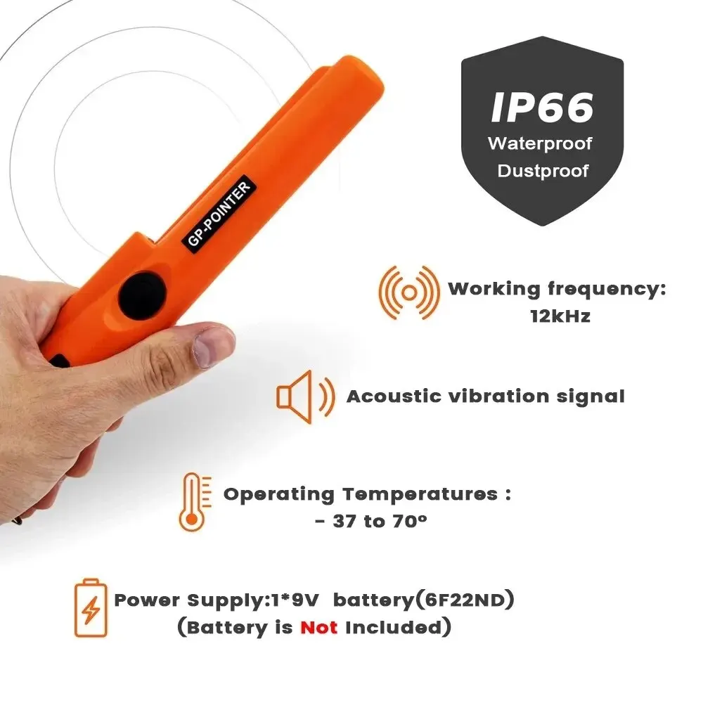 Ręczny wykrywacz metali wykrywacz metali wykrywacz prętów GP-wskaźnik wodoodporny IP66 metalowy wykrywacz złota Tester do monety złota